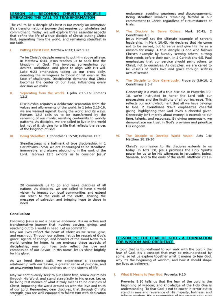 Lesson 18 To 24 Evangelism Training Pdf