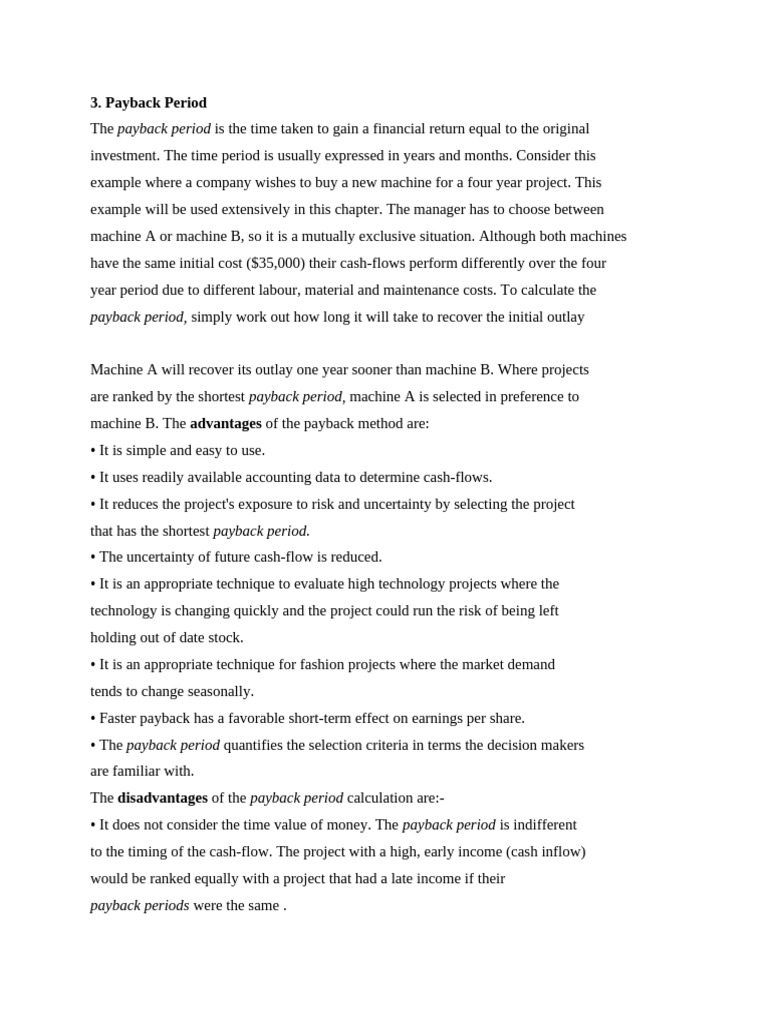 Payback Period and Others | PDF