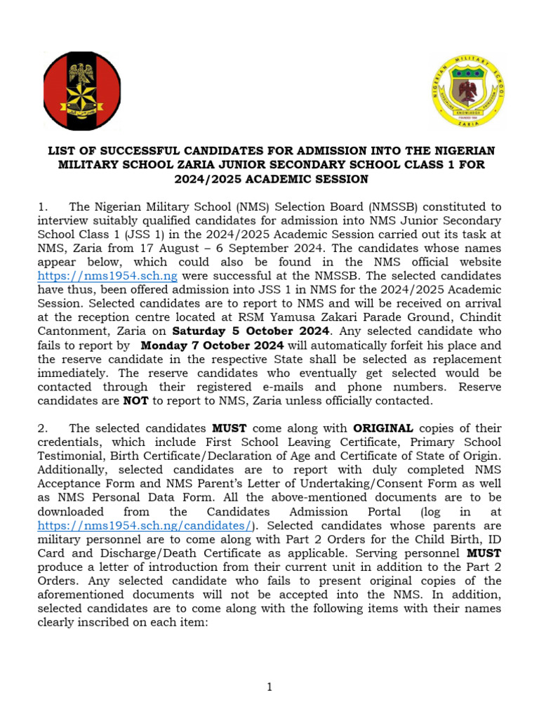 NMS-2024-2025-ADMISSION-LIST | PDF