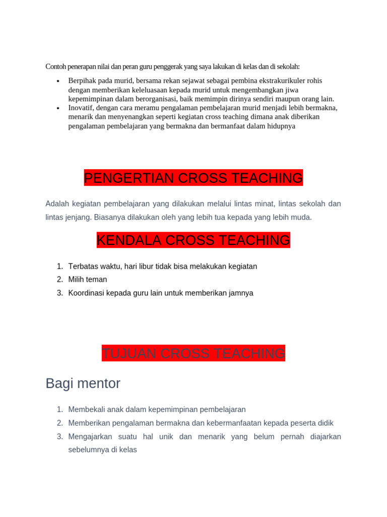 CROSS TEACHING | PDF