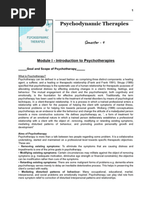 Psychodynamic Therapies Notes 
