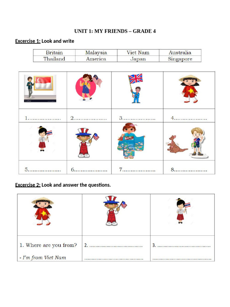 Grade 4 - Unit 1 - Excercise | PDF
