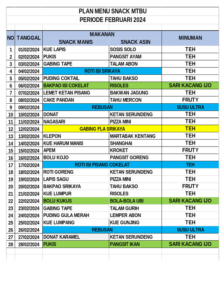 Menu Feb 2024 | PDF