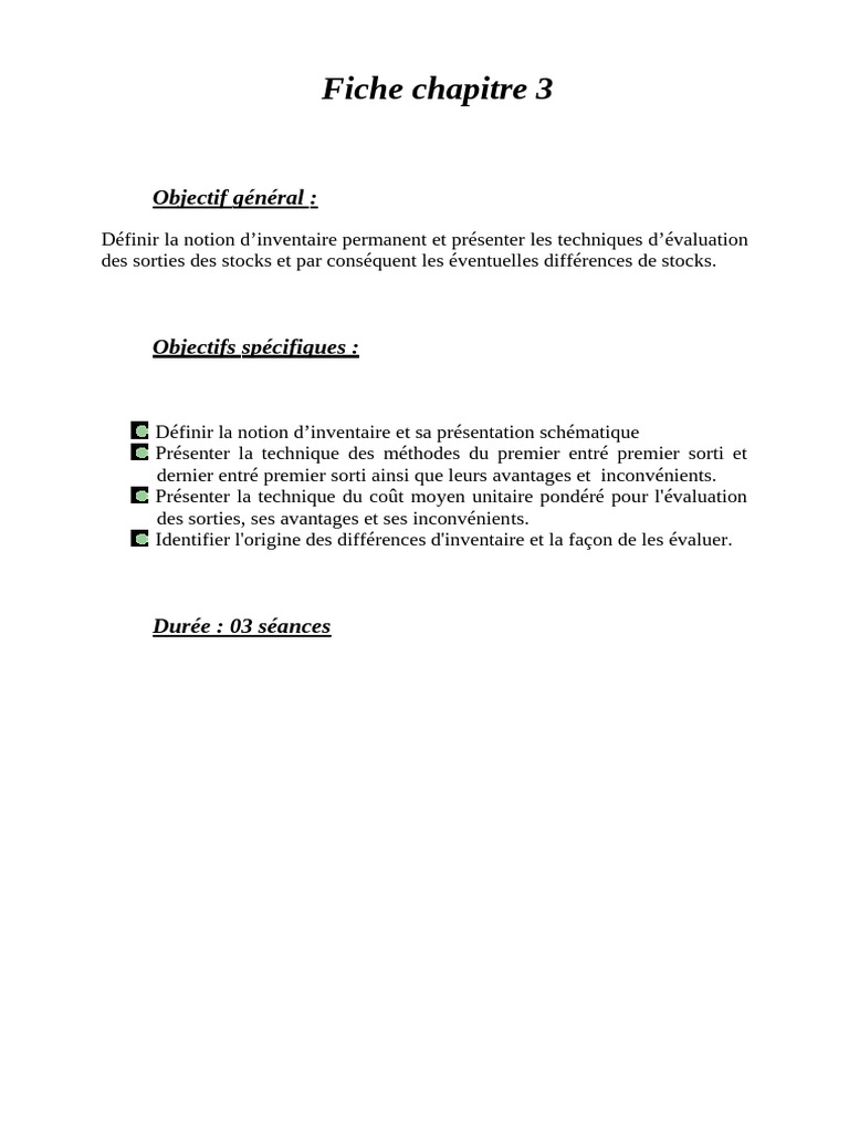 Fiche Chapitre 3 | PDF