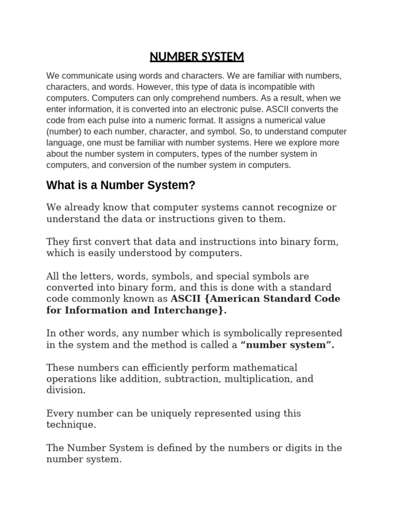 Understanding Number Systems in Computing | PDF | Numbers | Teaching ...