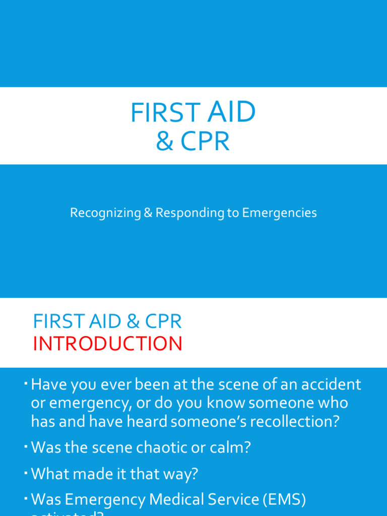 FA-CPR_Lesson_One_Part_Two first aid unit 4 | PDF