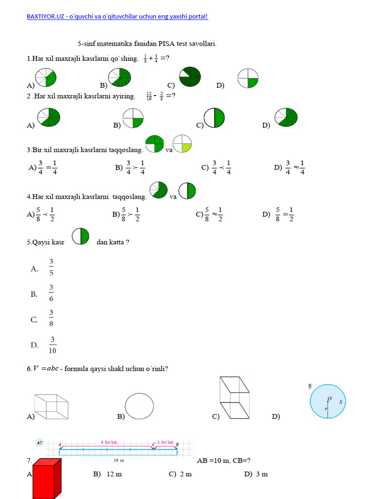 5 Sinf M Pisa Test | PDF