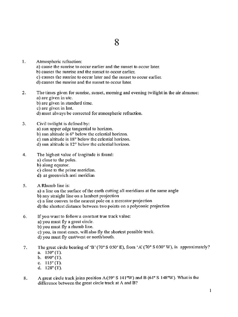 Air Navigation Question Set | PDF