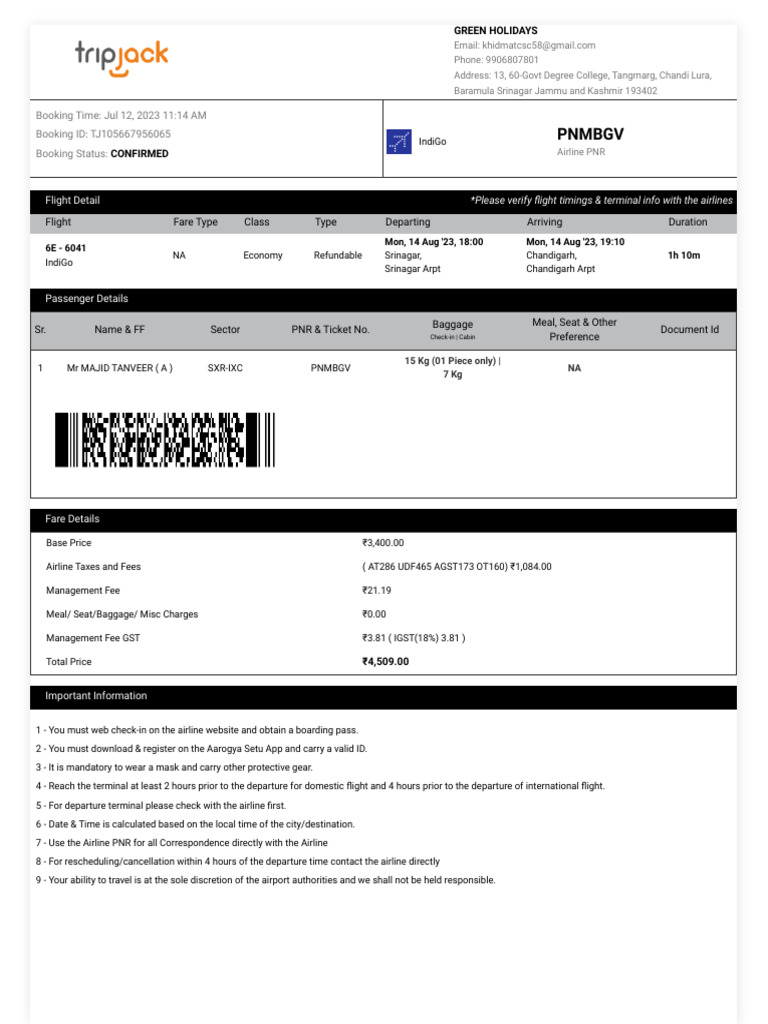 Air ticket majid pdf
