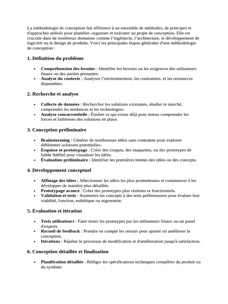 La Méthodologie de Conception | PDF