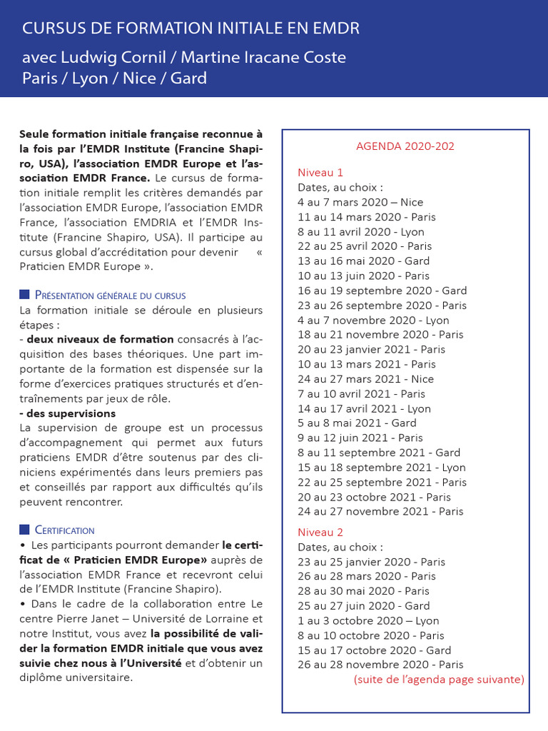 Brochure - Cursus EMDR Initial 2019 - 2020 V3 | PDF