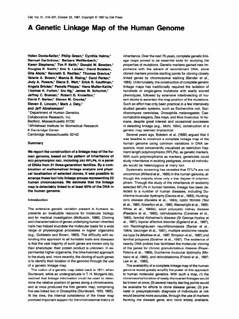 A Genetic Linkage Map of The Human Genom | PDF