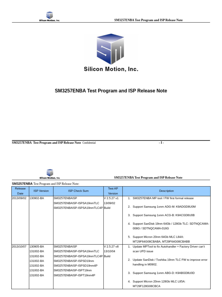 SM3257ENBA Release Note | PDF