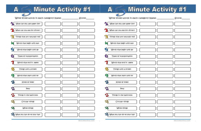 5 Minutes Activity | PDF