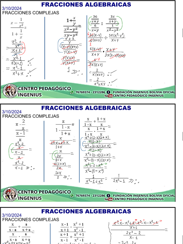 Fracciones Algebraicas Complejas | PDF