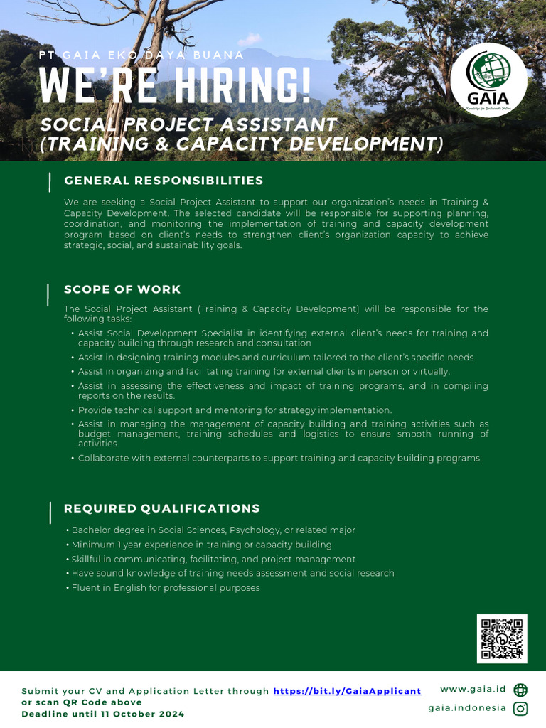 Social project assistant training capacity development pdf capacity