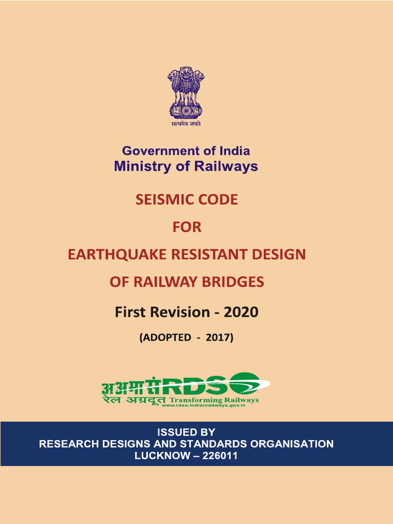 Sesimic Code for Earthquake Resistant Design of Railway Bridges | PDF