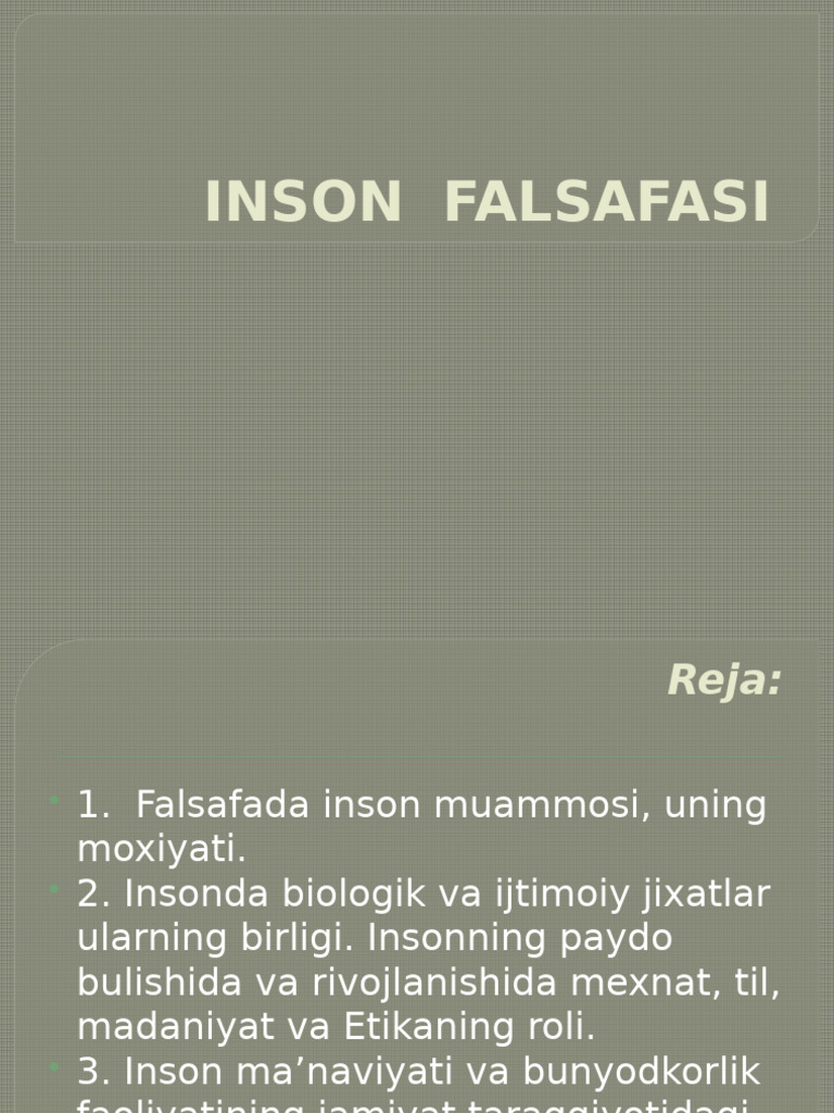 Inson Falsafasi | PDF