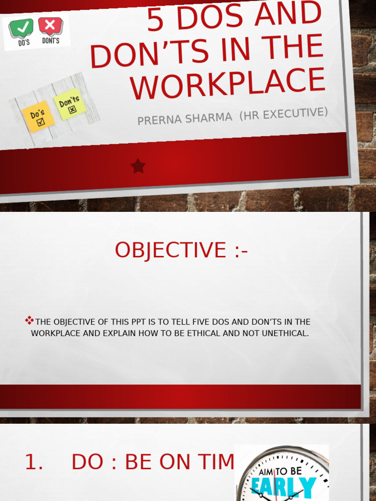 5 Dos and Don'Ts in The Workplace | PDF