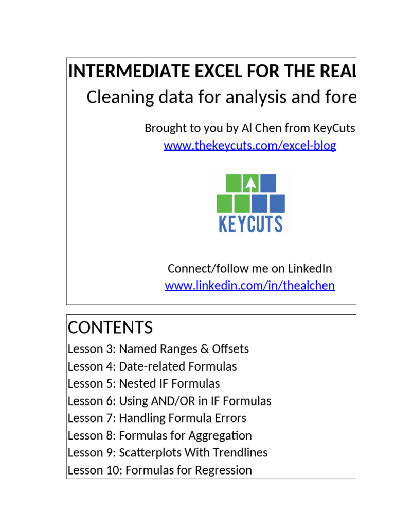 Intermediate ExcelForTheRealWorld Workbook Skillshare | PDF