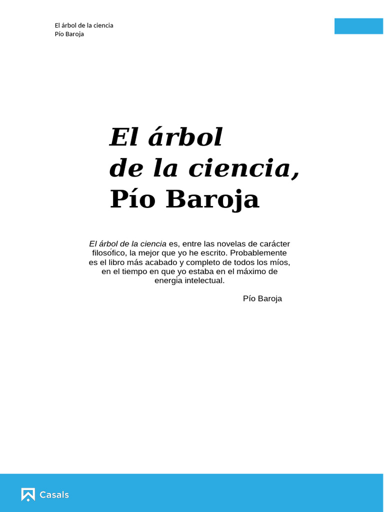 El Arbol De La Ciencia Pio Baroja 1414426 Pdf Ficción General