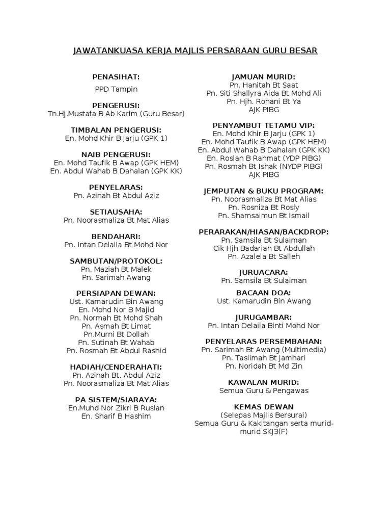 Jawatankuasa Kerja Majlis Persaraan Guru Besar  PDF