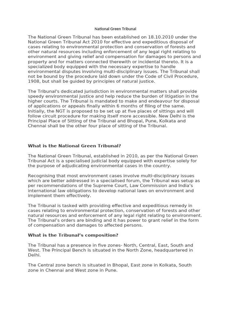 National Green Tribunal | PDF | Judiciaries | Politics