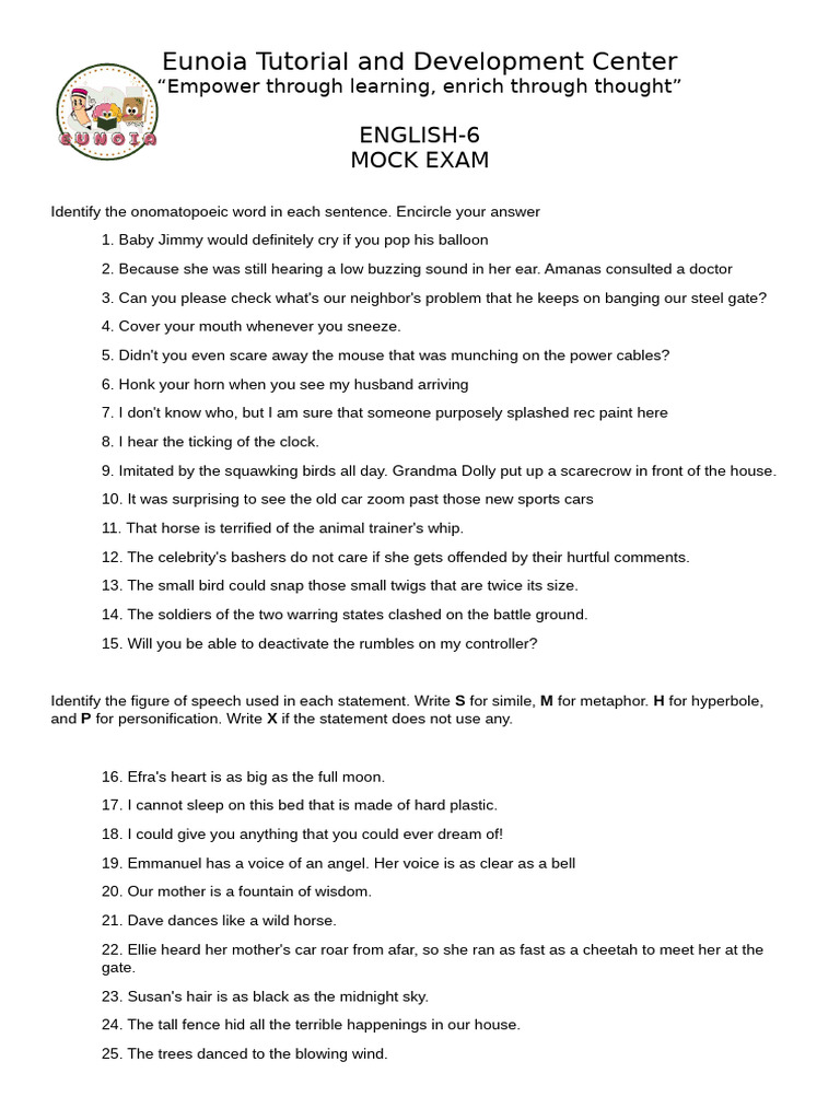 English MOCK Exam | PDF