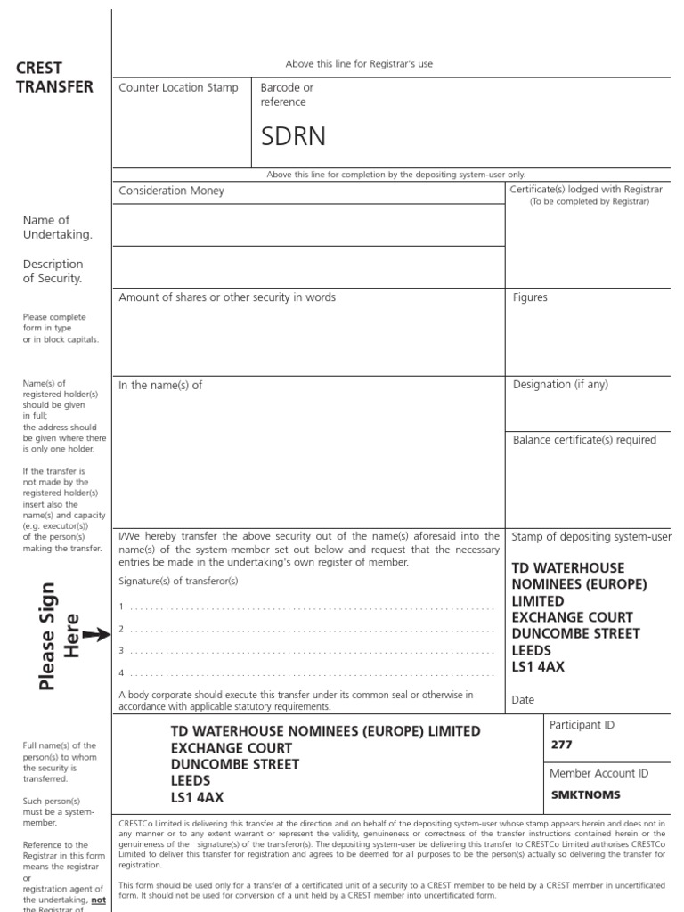 Crest Transfer Form[1] Stocks Common Law