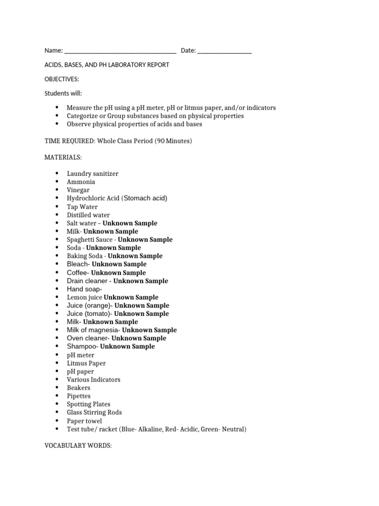 PH Lab Report | PDF