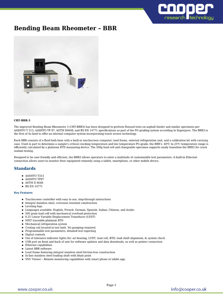 Bending Beam Rheometer BBR | PDF