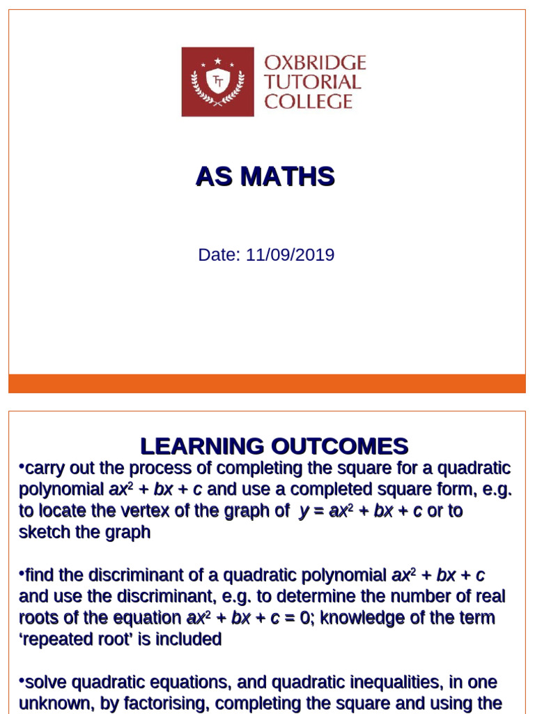 P1.1a Quadratic 1 | PDF
