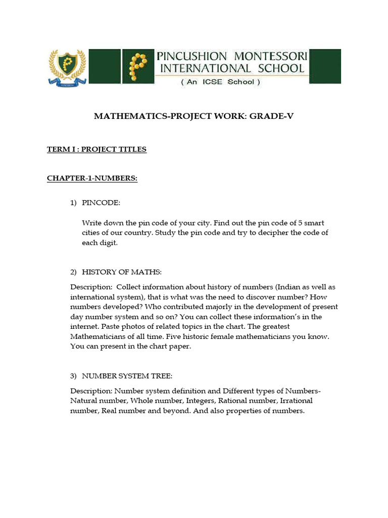 Mathematics Grade 5 Project1 2024 - 20240731172152 | PDF