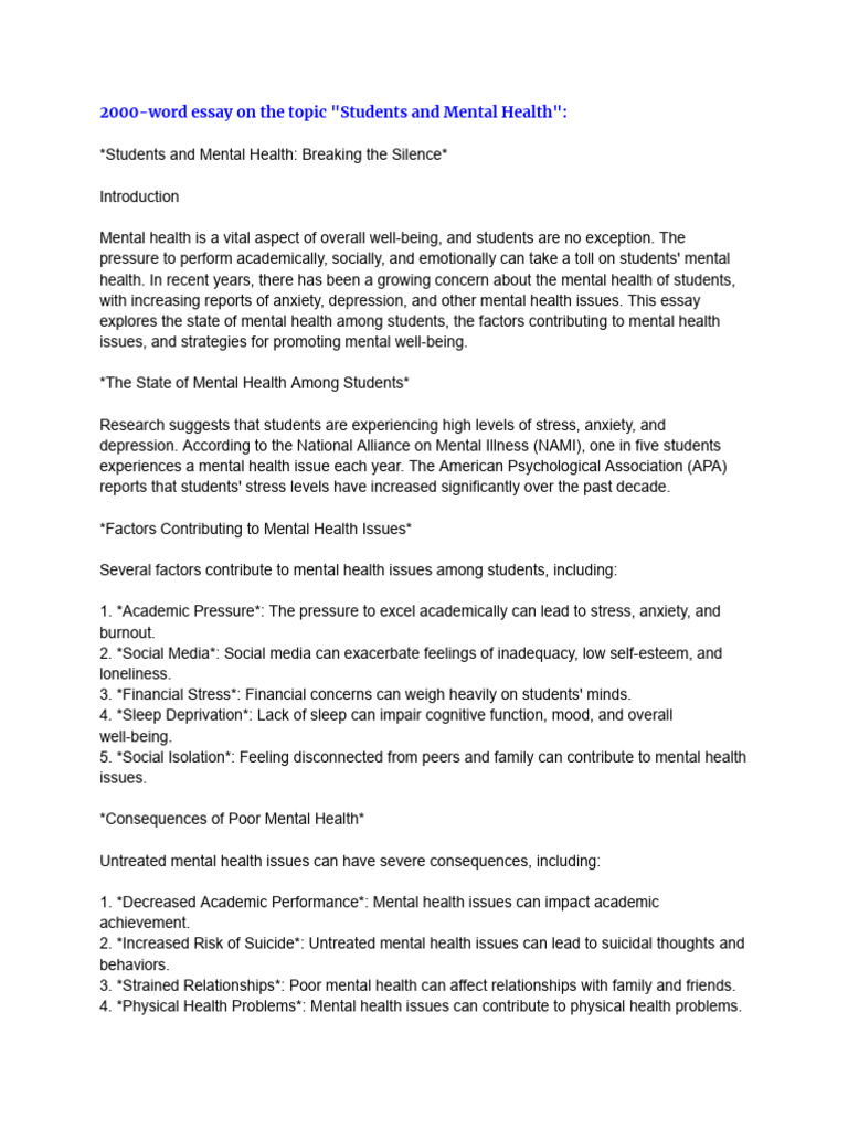 Students and Mental Health: Key Insights | PDF | Mental Health | Psychology