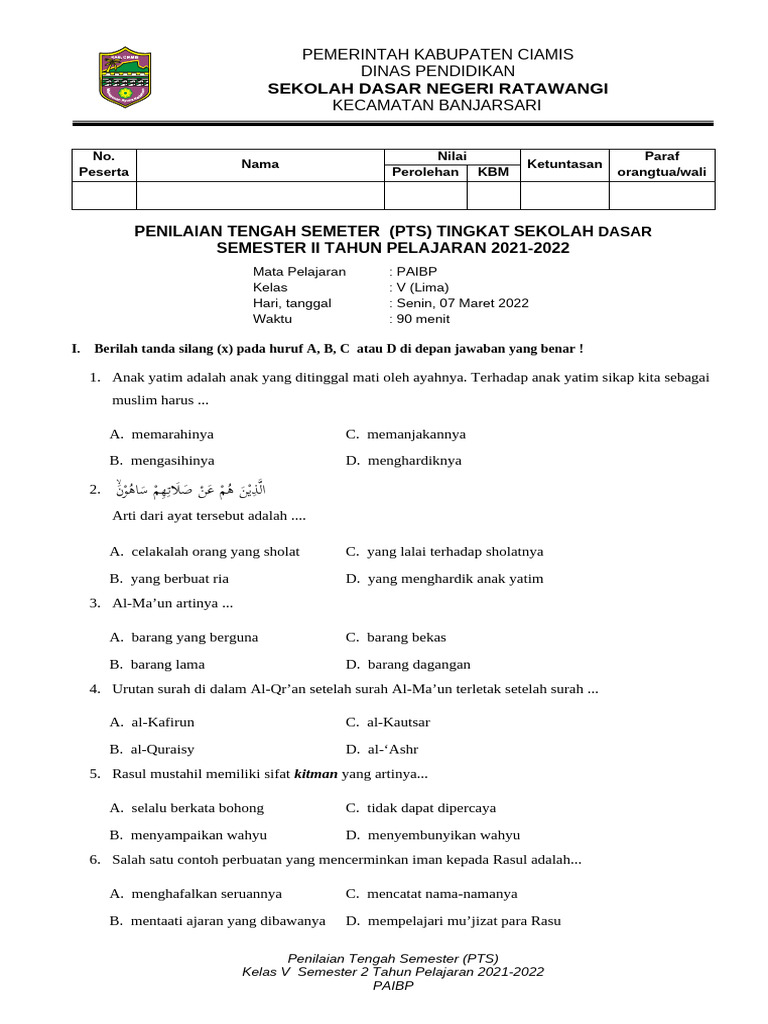 Siap Hadapi PTS PAI BP Kelas 5 Semester 2 Kurikulum 2013: Panduan Lengkap Download Soal dan Strategi Belajar Efektif