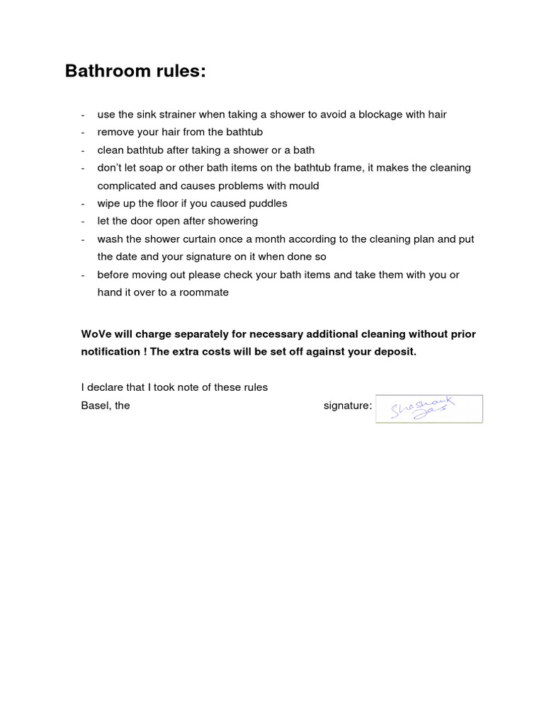 Bathroom Rules | PDF