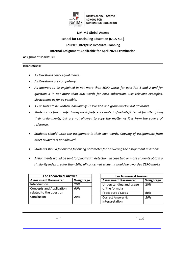Enterprise Resource Planning - PG - April 2024 Assignment EC7Vilafaz | PDF