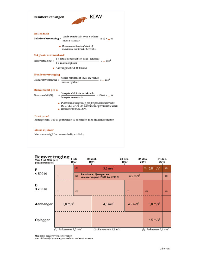 Remberekeningen en Remvertraging | PDF