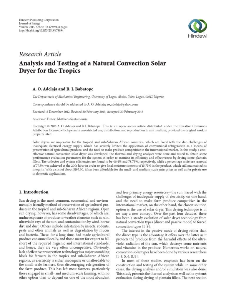8analysis and Testing of A Natural Convection Solar | PDF