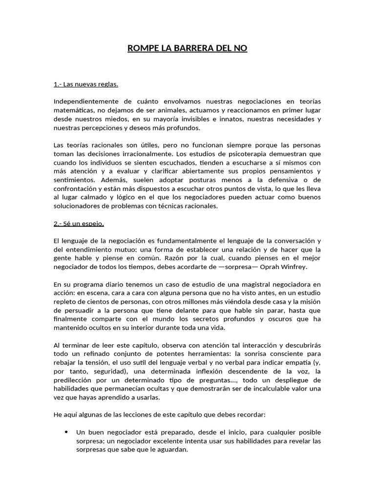 Rompe La Barrera Del No | PDF