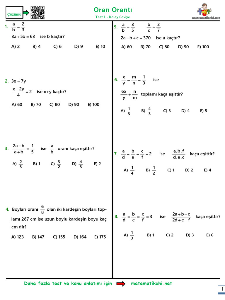 Oran Orantı Test 1 K | PDF