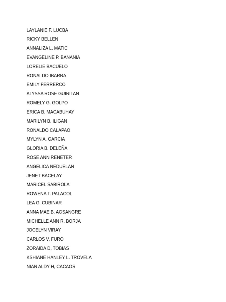 Day 1 Names | PDF