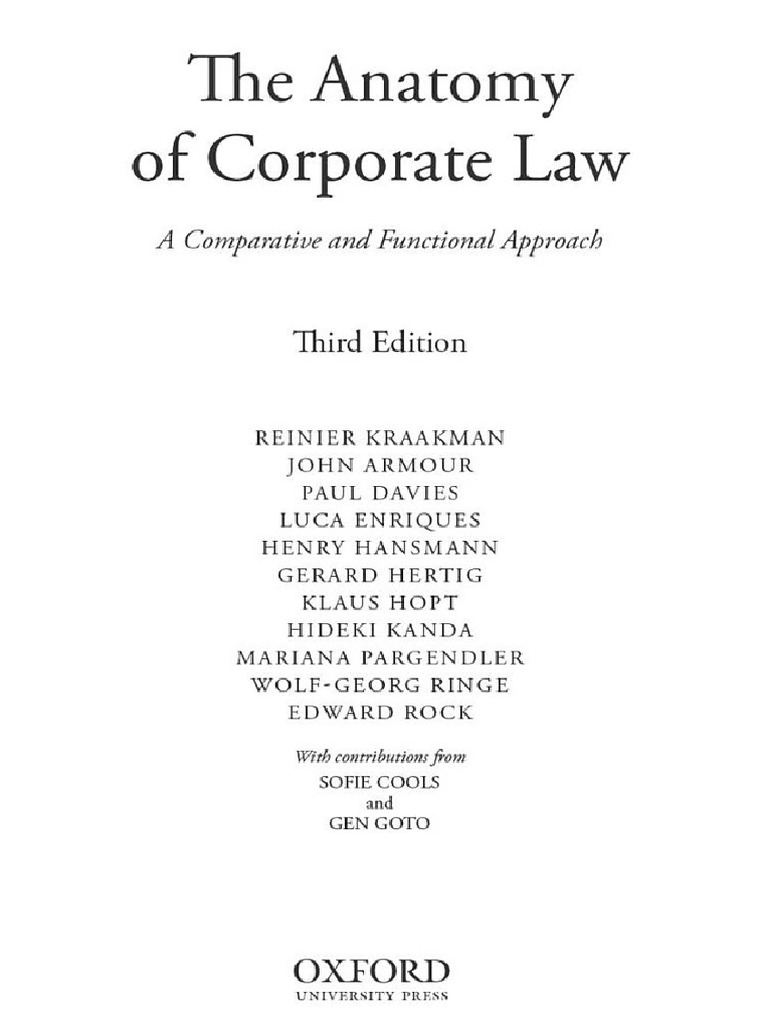2017 the anatomy of corporate law a comparative and functional