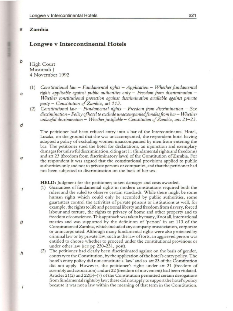 Sarah Longwe V Intercontinental | PDF