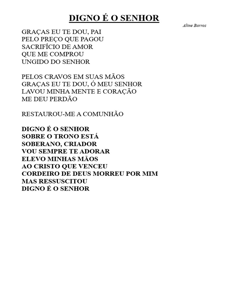 Digno É o Senhor Letra | PDF