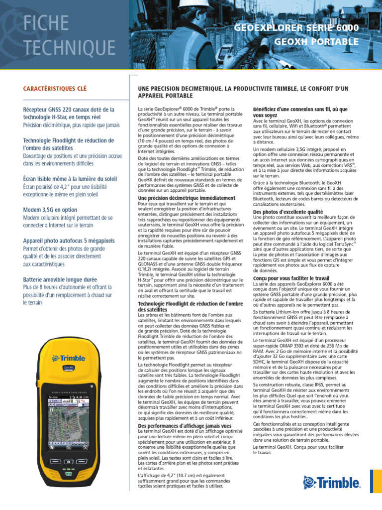 Fiche Technique: Geoexplorer Série 6000 Geoxh Portable | PDF