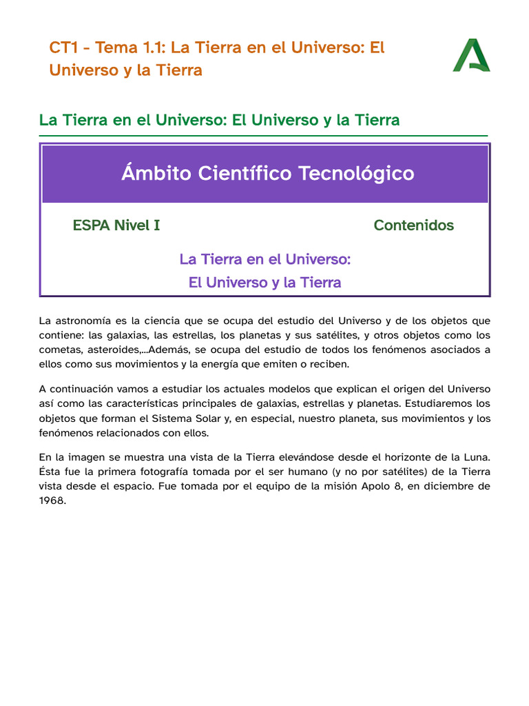 La Tierra en El Universo El Universo y La Tierra Imprimible | PDF