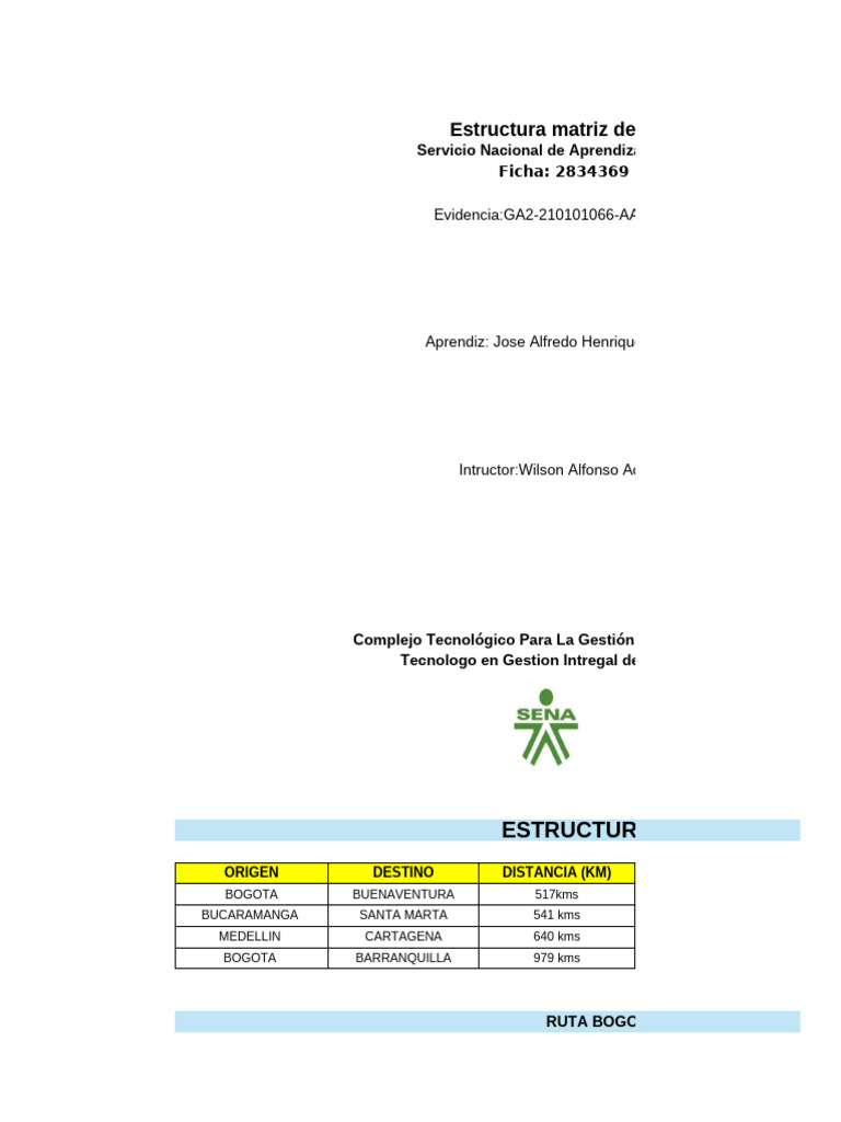 Matriz de Rutas | PDF