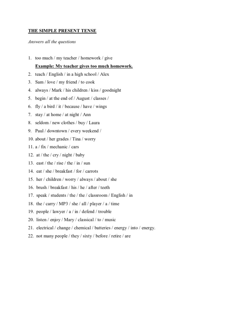 The Simple Present Tense | PDF