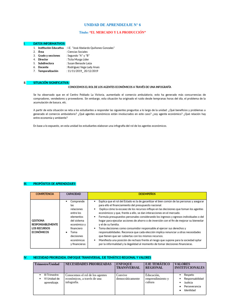 Unidad de Aprendizaje #6 Segundo Grado | PDF